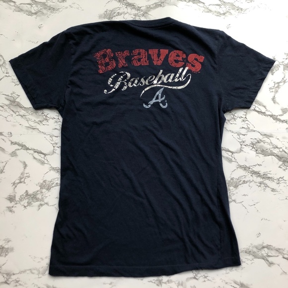 Atlanta Braves Baseball Tshirt Navy Women’s Medium - Picture 2 of 4